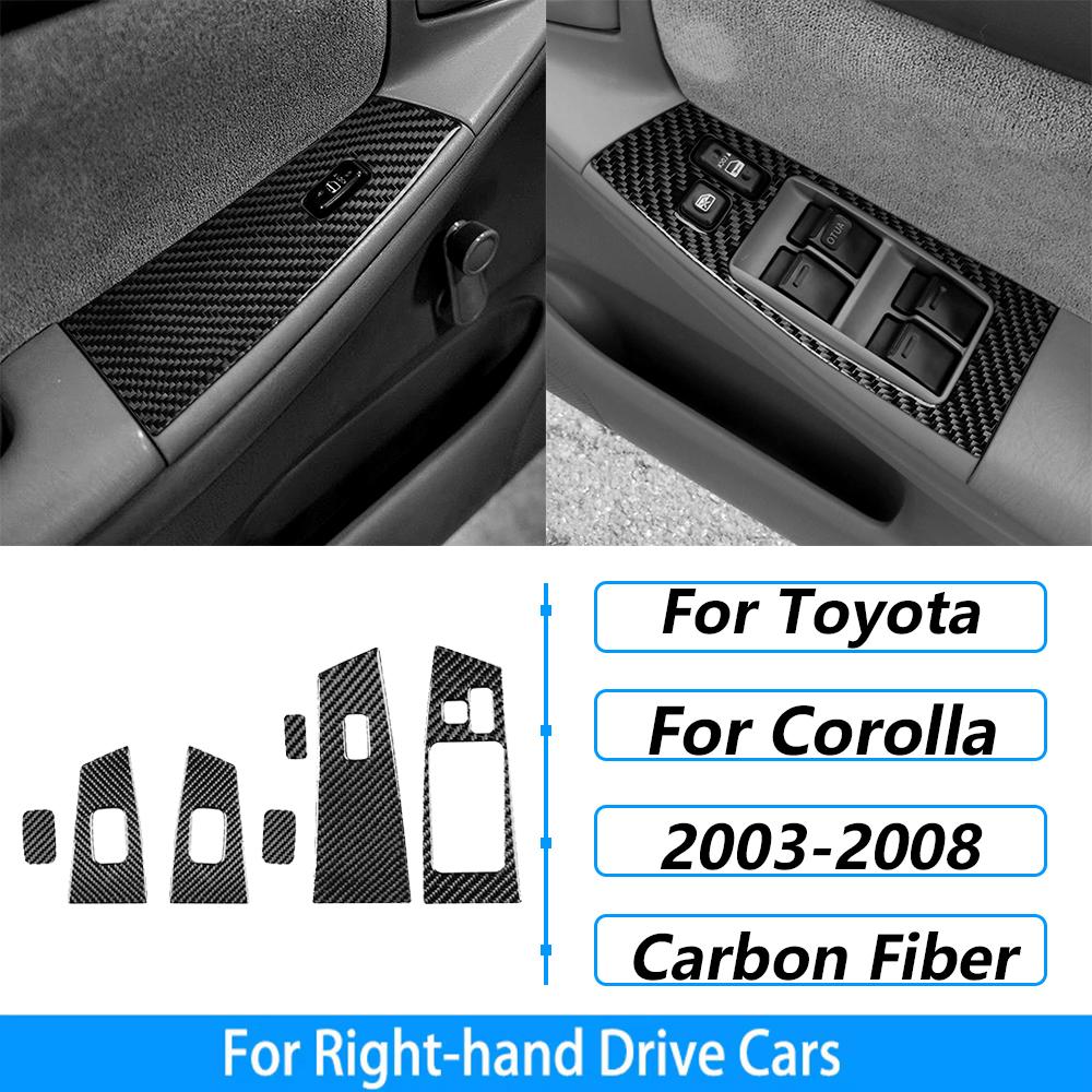 For Toyota Corolla 2003-2008 Carbon Fiber Central Control Gear Shift Air Vent AC CD Window Lift Trim Set Car Accessories Sticker