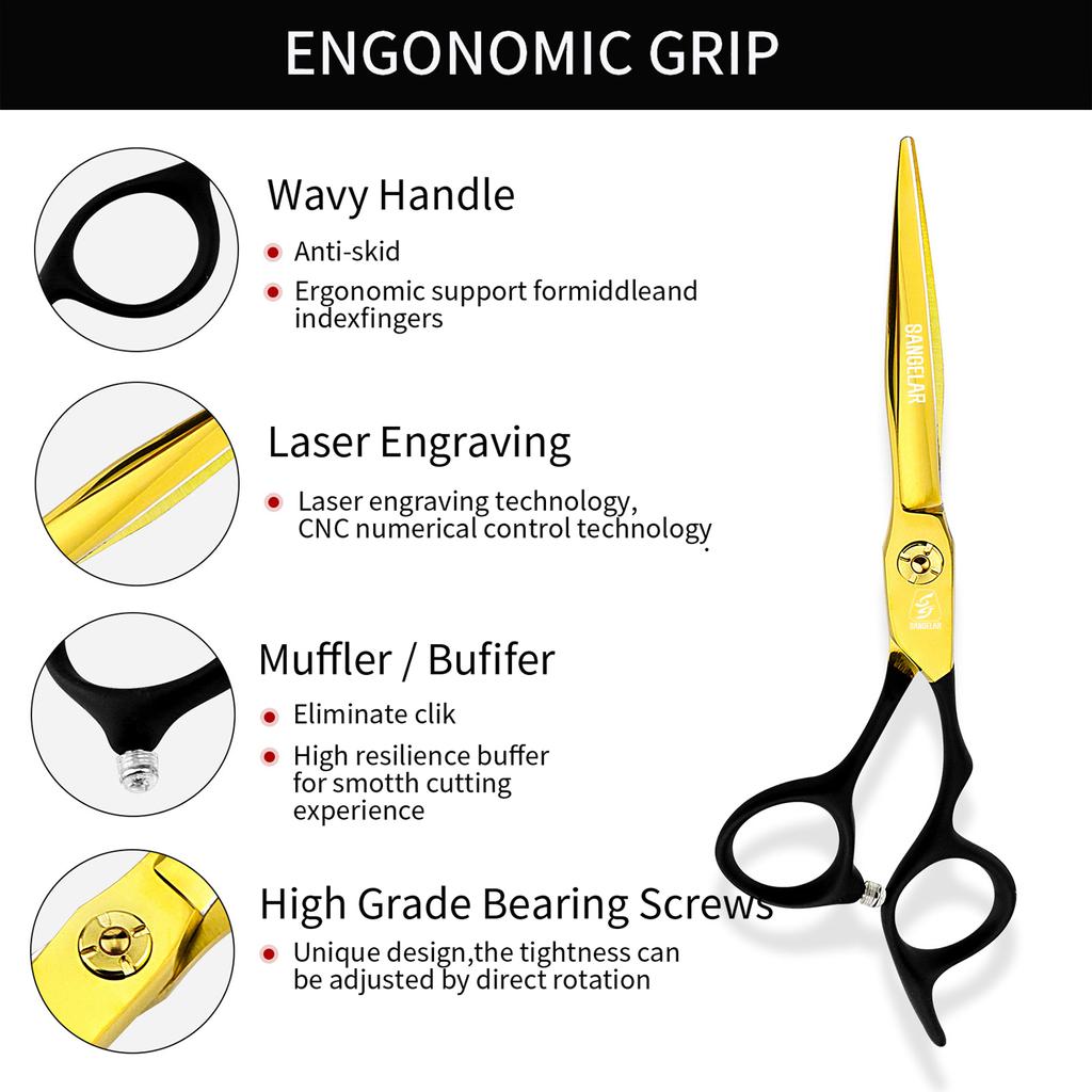 Sangelar 6 Zoll Haarschneideschere, professionelle Friseurschere, Friseurschere, glatte und scharfe Klingen, Rasierklingen