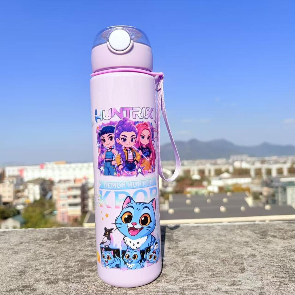 Anime K-Pop Demon Hunters Printed Thermos Cup Portable Stainless Steel 400Ml Water Bottle Leak Proof Camping Water Cup Gifts