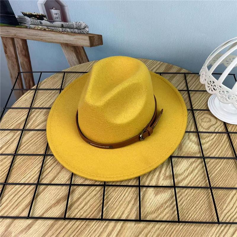 European and American style retro casual manama big-brimmed top hat women's autumn and winter British versatile woolen hat belt jazz