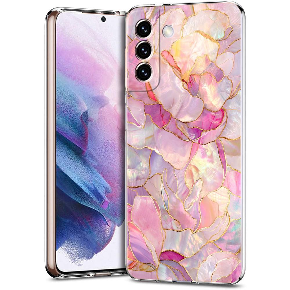 Transparent Phone Case Cover for Samsung Galaxy S25 S24 S23 S22 S20 S21 FE Ultra S24 S23 S10 S10E Plus 5G Fashion Flower Pattern