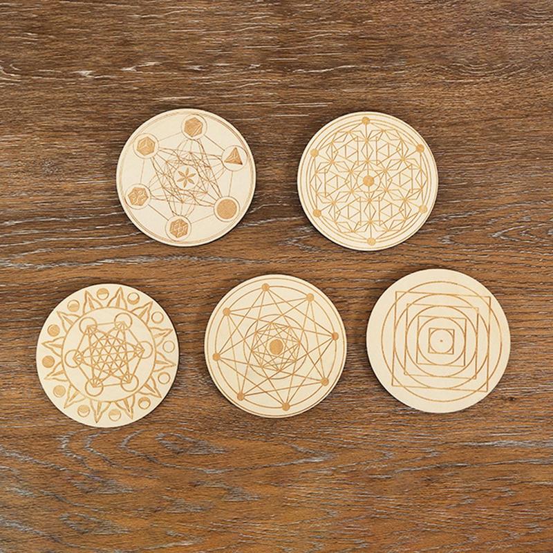 Wooden Coasters For Drinks 10x Creative Geometric Pattern Drink Coasters Unique Wooden Cup Mat Heat Resistant Tabletop