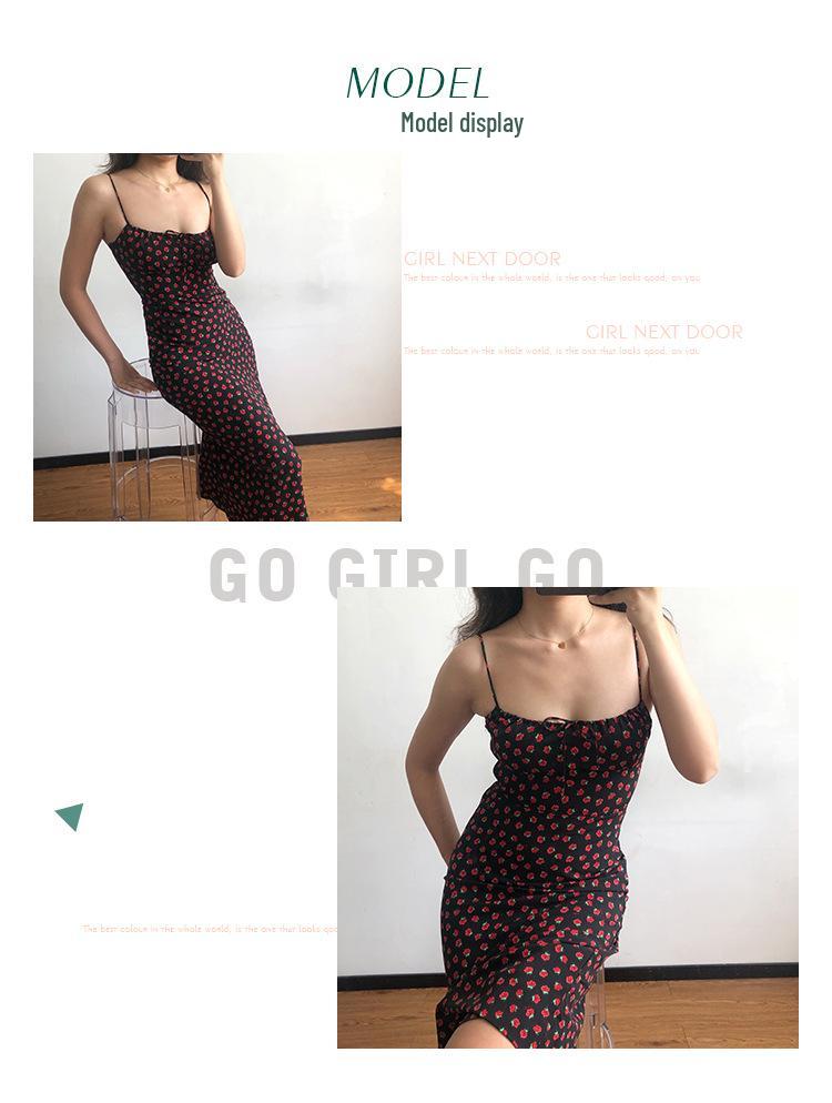 Retro Francuska Sukienka w Kwiaty Wyszczuplająca z Wysokim Stanem Czarna