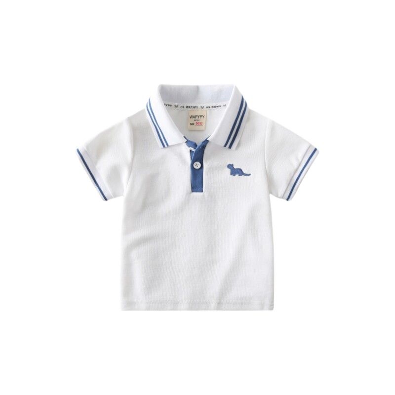 Children's Short-Sleeved T-Shirt with Color Matching, Summer Kidsren's Clothing, Boys' Polo Shirt Top, Baby Boy's Lapel Embroidered Casual Clothes