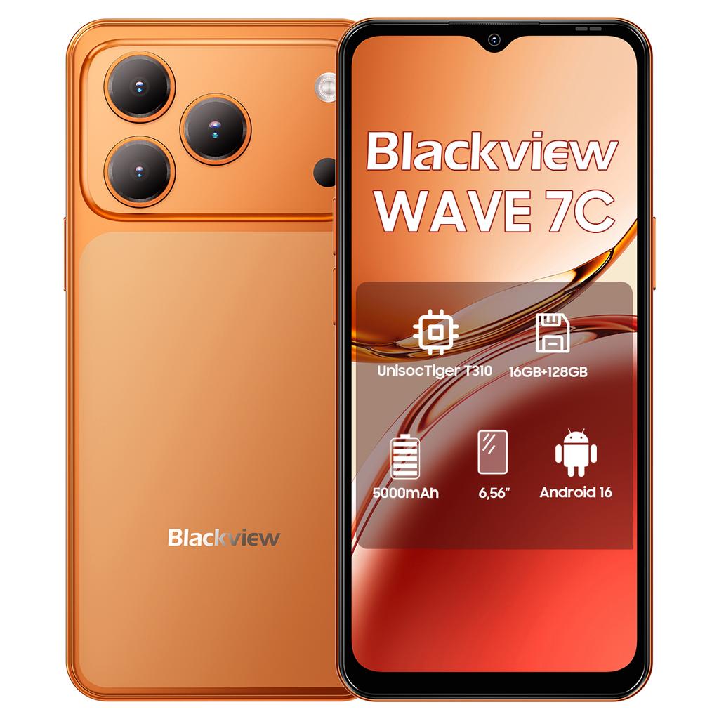 Blackview WAVE 7C 4G AI Smartphone 16GB+128GB 6.56" Android 16 5000mAh Mobiele Telefoon