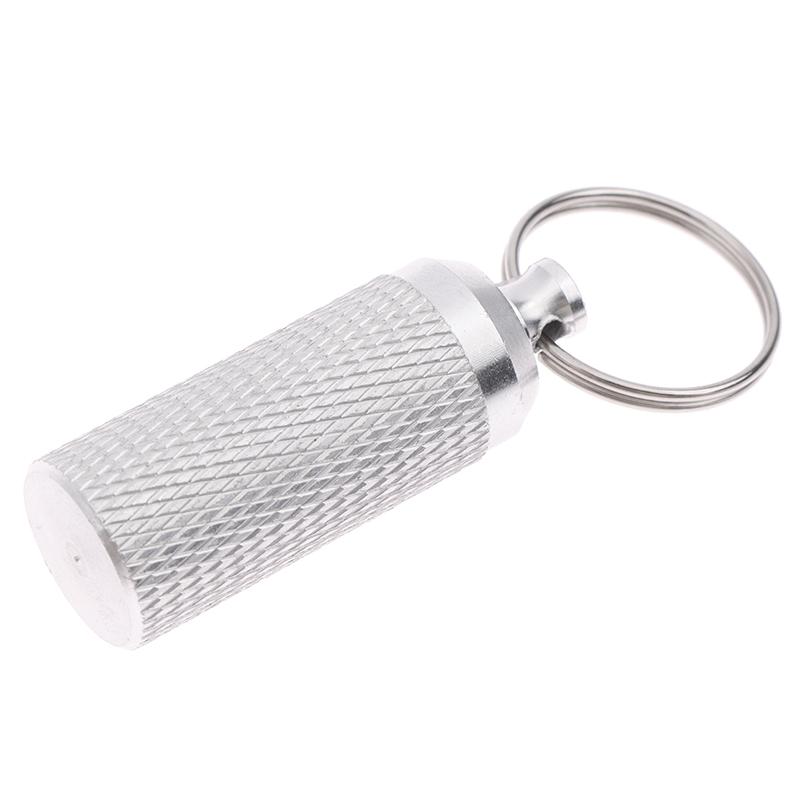 1Pc Aluminum Alloy Waterproof Pill Shaped Box Bottle Holder Container Keychain Medicine Box Pill Box Key Holder