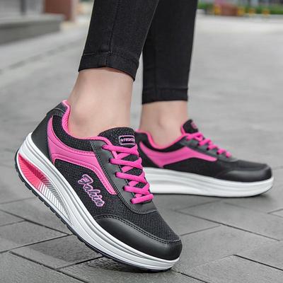Women's Casual Sneakers Wedge Running Sports Shoes Breathable Mesh Slip Shoes 4 Colors