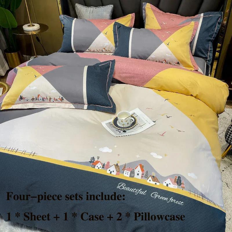 Pure Cotton Four-piece Bedding Striped Gant Simple High-grade Loaded Pillowcase Single Set 1.5 Meters 1.8 Meters Home Bed Set