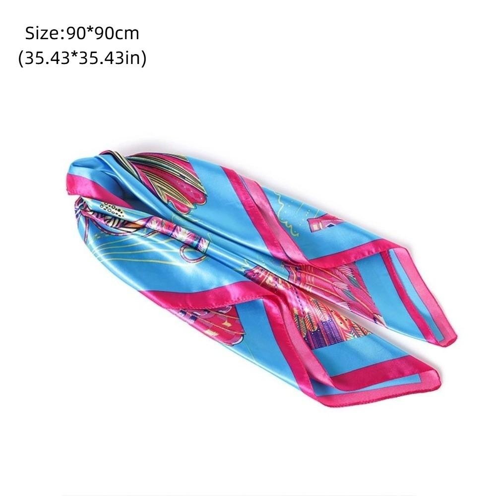 Silk Fabric Muslim Turban Printed Design Square Scarf New Stretch Bandana  Four Seasons Use