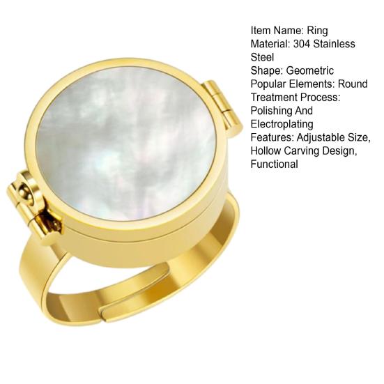 Lipstick Ring Stainless Steel Opening Adjustable Ring with Hollow Carving Box Design Lip Care Emergency Storage Ring Miniature Storage Accessory