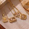 Luxury Micro Pave CZ Gold Color Necklace For Women Star Compass Butterfly Pendant Choker Waterproof Vintage Jewelry Daily Gift