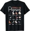 Types of Pigeons Tee Bird Lover Homing Pigeon Racing Gift Unisex T-Shirt