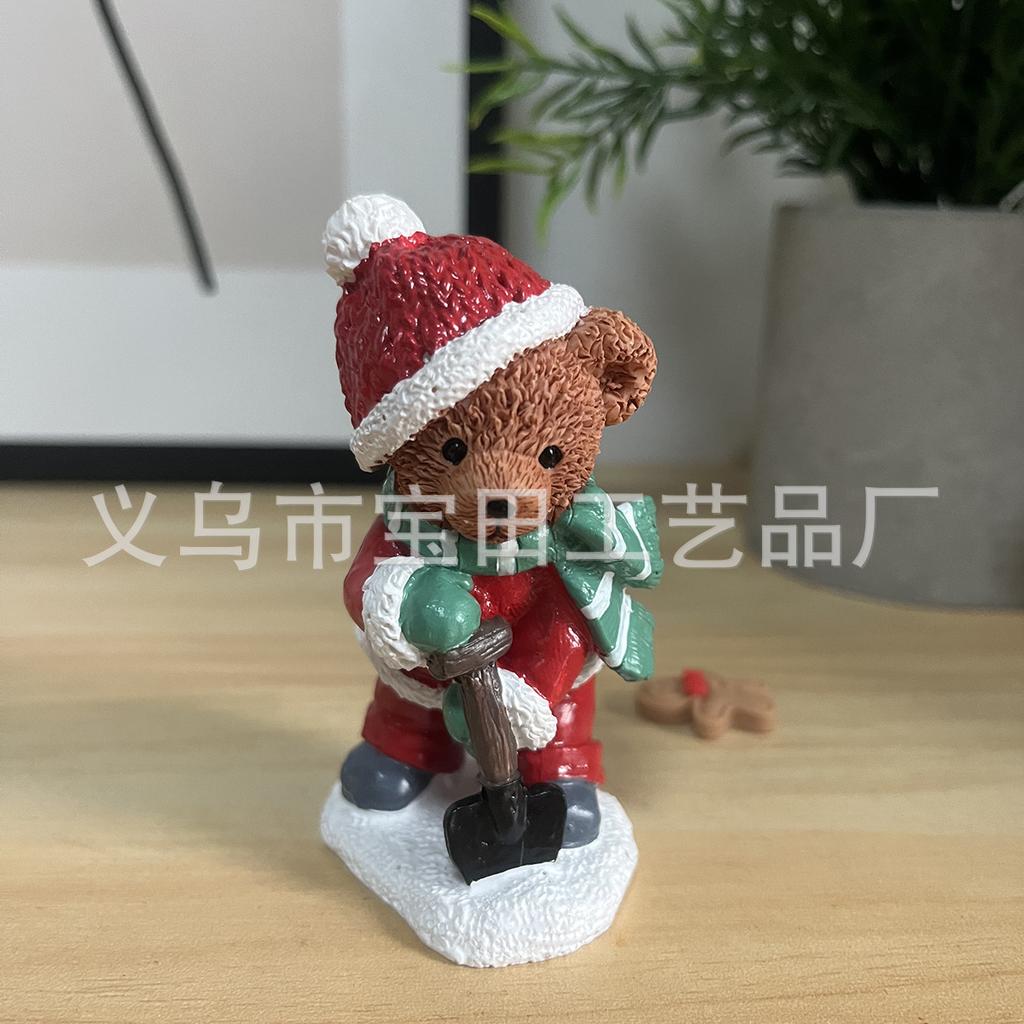 Cartoon Mini Christmas Family Small Animal Resin Ornament Creative Home Christmas Decoration Gift Gift
