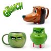 Caneca de Água Grinch Cabelo Verde Geek Caneca de Café Cerâmica Presente de Natal Caneca com Alfabeto Inglês