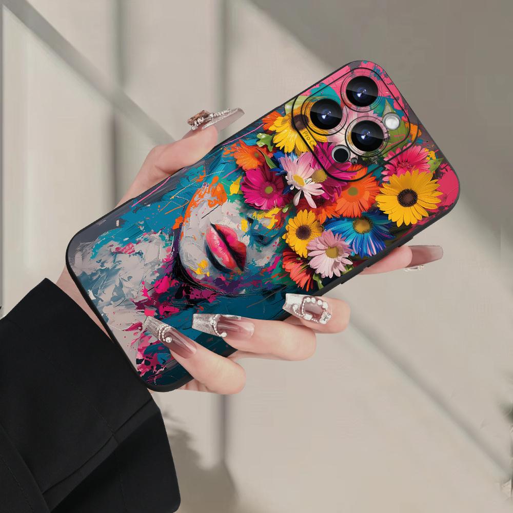 Hot-selling Creative Flower and Girl Pattern Mobile Phone Case Suitable for iPhone