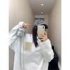 2025 New Arrival: European-Style White Long-Sleeve Women's T-Shirt, Mid-Length Loose Fit, Pure Cotton Base Layer for Autumn/Winter