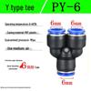 Pneumatic Air Tube Quick Connector PE8 Straight Tee with Reducing Blue Cap PEG8-6/10.