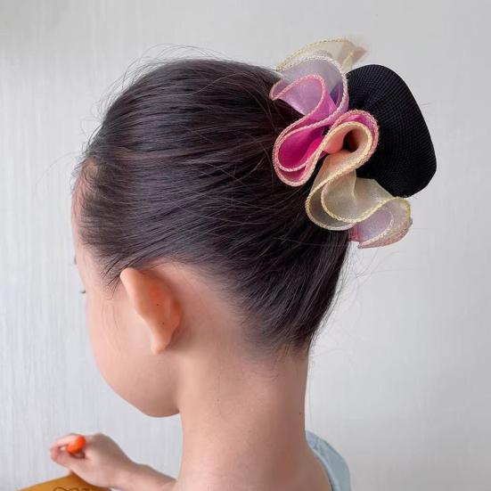 Dancer Bun Hair Net Elastic Drawstring Hairnet Adjustable Gauze Hair Accessories for Girls Dance Ballet Skating Gymnastics