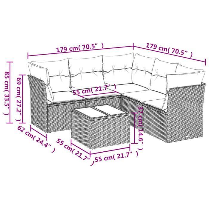VidaXL Salon de Jardin avec Coussins 6 pcs, Canapés de Terrasse, Ensemble de Meubles de Patio, Mobilier d'Extérieur, Gris 3249469