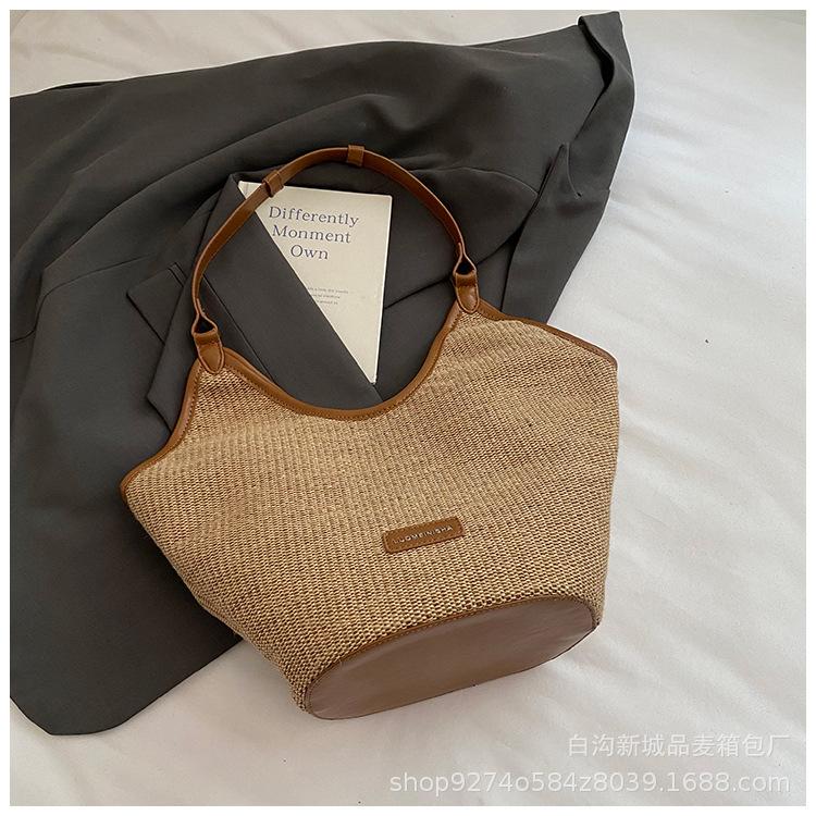 New High-value One-shoulder Straw Woven Tote Bag Fashionable Women's Large-capacity 2025 Underarm Summer Commuter Woven Bag