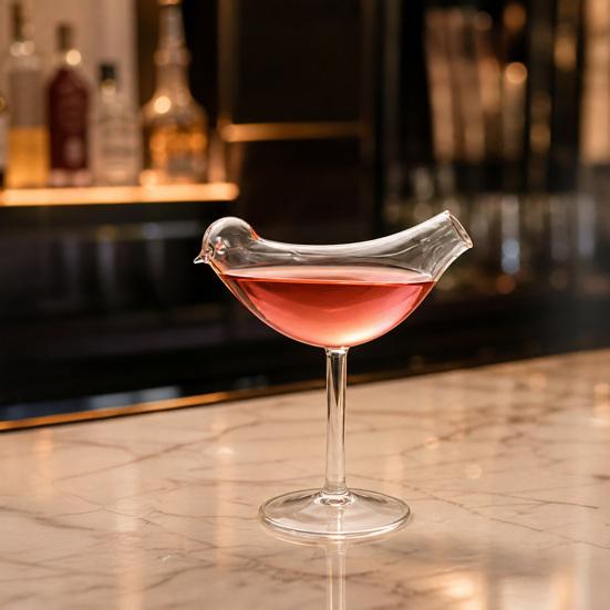 1/2Pcs Bird Shaped Cocktail Martini Champagne Glass Clear Whiskey