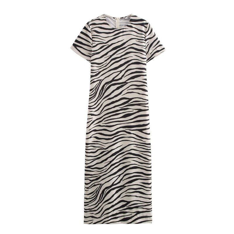 Fashion Style 2024 Autumn New Women's Clothing Stylish Easiest for Match Zebra Stripes Print Dress 8252071