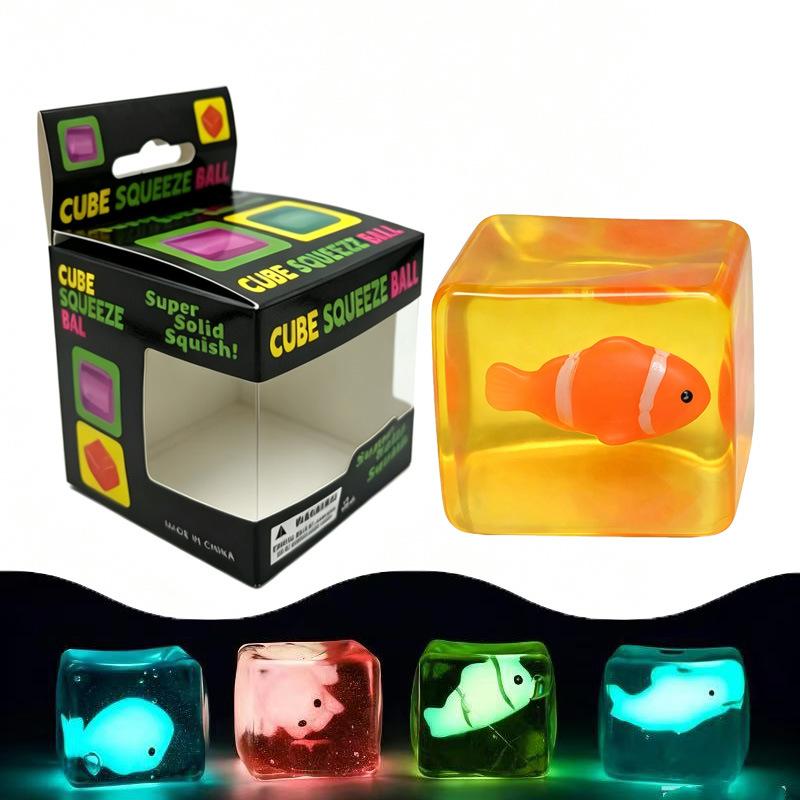 Luminous Maltose Ice Cube Pinch Cube Whale Clown Fish Decompression Release Ball Slow Rebound Toy