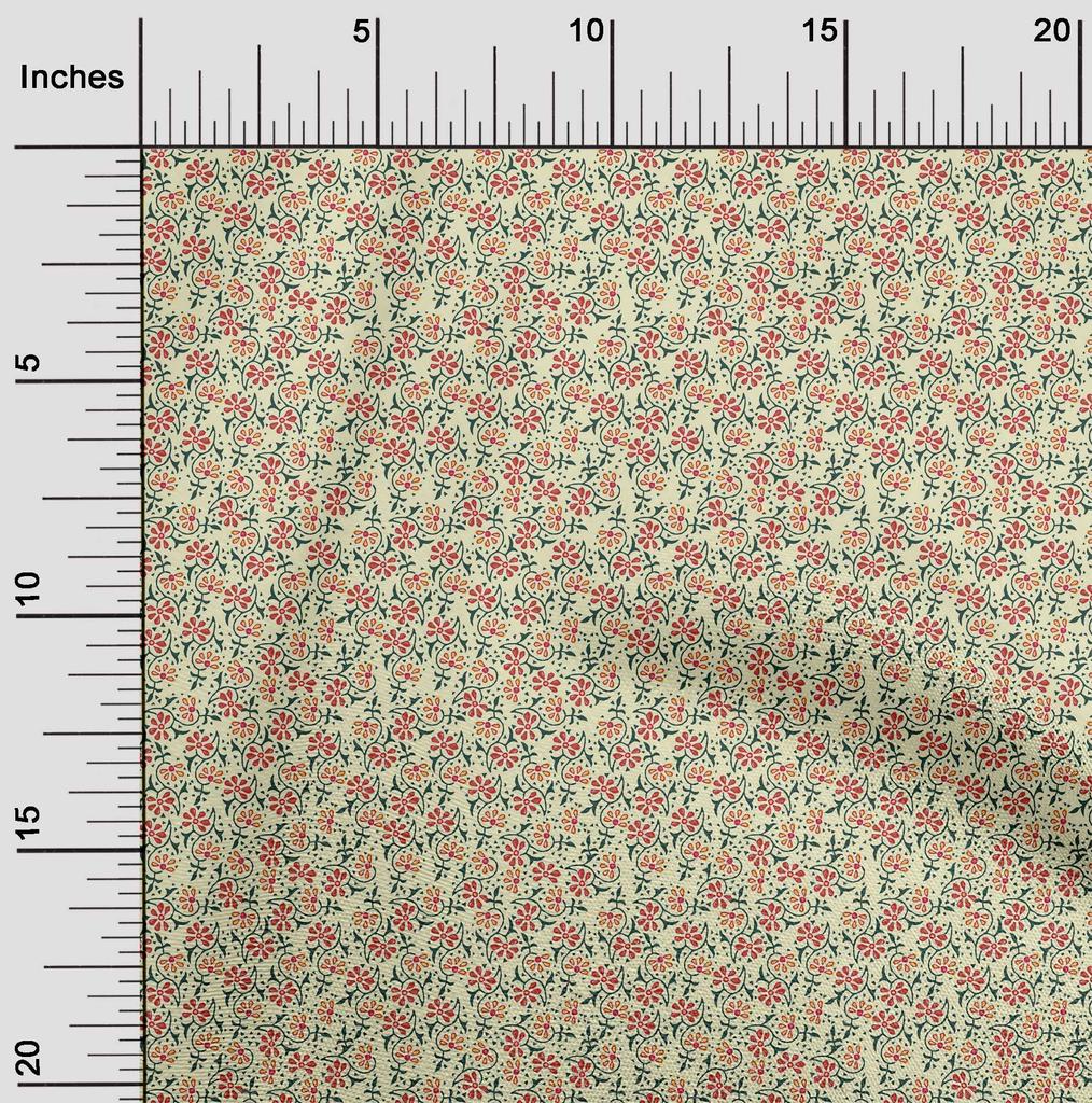 oneOone Cotton Flex Fabric Floral Block Print Fabric BTY 40 Inch Wide