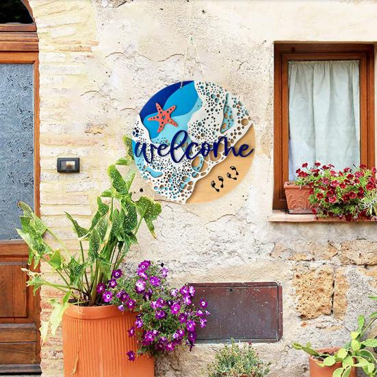 

Welcome Pendant Handmade Ocean Series Decorate Fade-resistant Welcome Sign Door Hanging Pendant Home Decor