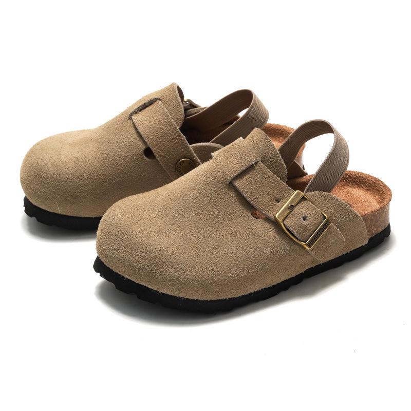 Fashion Kidmi New Kids Suede Clogs Slippers Toddler Clogs Boys Girls Sandals Cork Adjustable Buckle Mules Cute Home Children Slippers