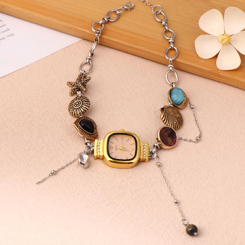 Fashion New Punk Watch Pendant Necklace For Women Retro Elegant Trendy Choker Exaggerated Party Jewelry Accessories Gift