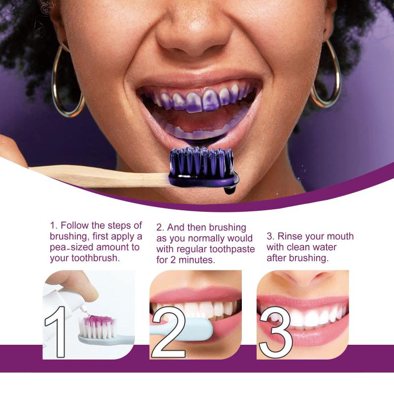 Dentifricio Sbiancante Viola Rimozione Tartaro Denti Gialli Fumo Riparazione Denti Bocca Pulita Dentifricio Bianco
