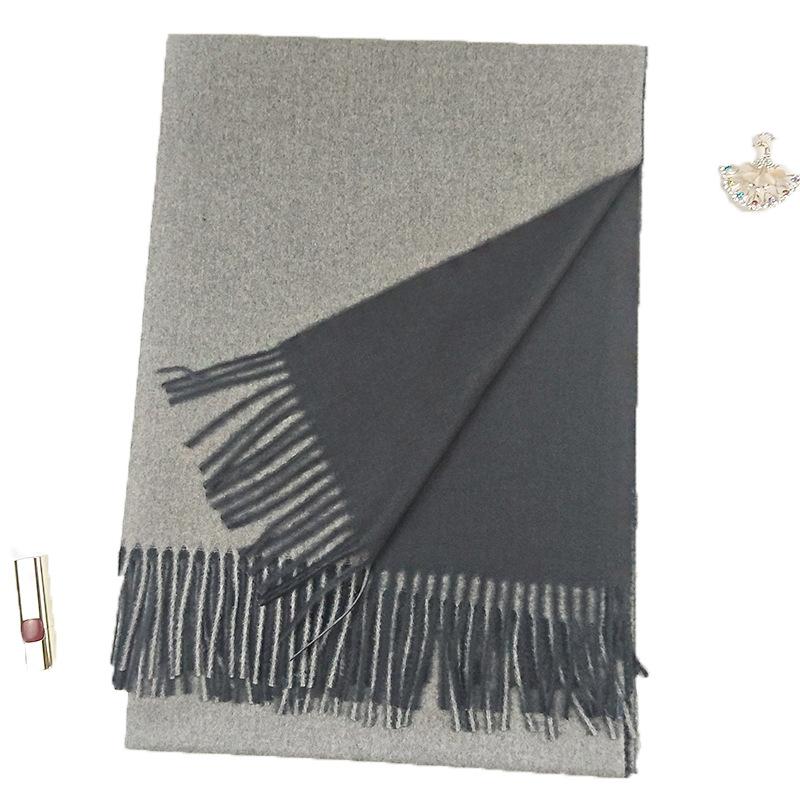 

Solid Color Scarf for Women, Winter Double-Sided Two-Tone Fashionable Thick Shawl, Spring and Autumn Imitation Cashmere Casual Trendy Long Neck серый
