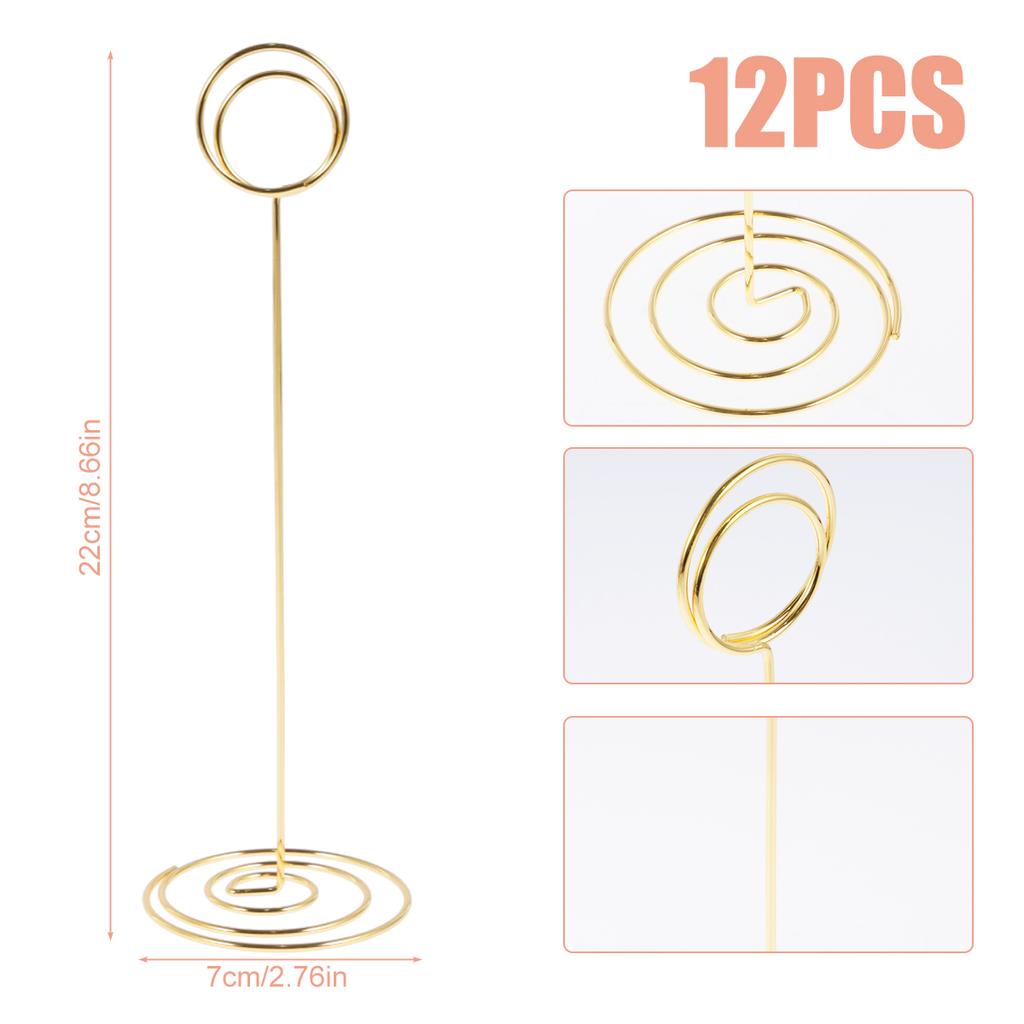 12Pcs Metal Place Card Holders Photo Clip Stands Wedding Table Number Name Sign Stand Holder for Wedding Birthday Party Supplies