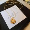 High-End European & American Metal Oval Earrings and Necklace Set - Simple Clavicle Chain for Women
