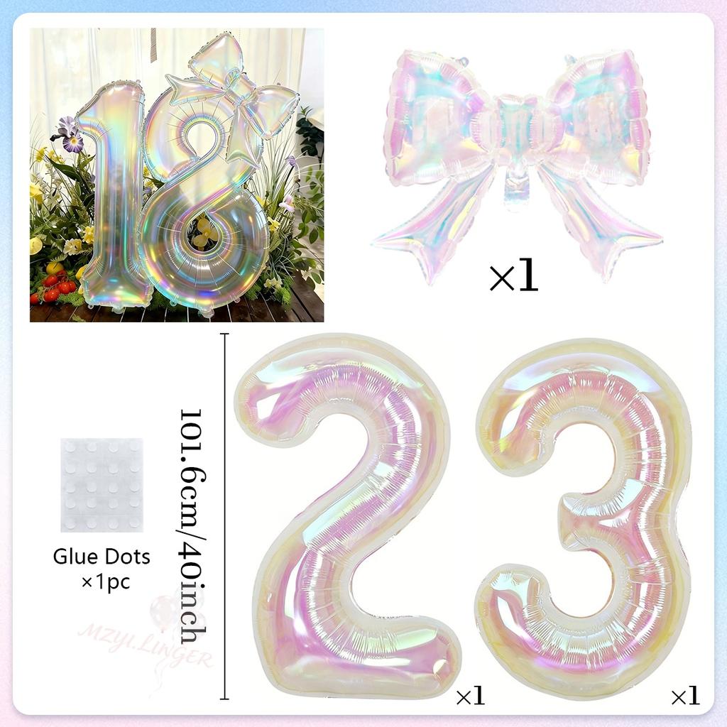 Colorful Transparent Digital Balloon Colorful Bow Balloon, Used for Birthday Parties and Anniversary Decoration