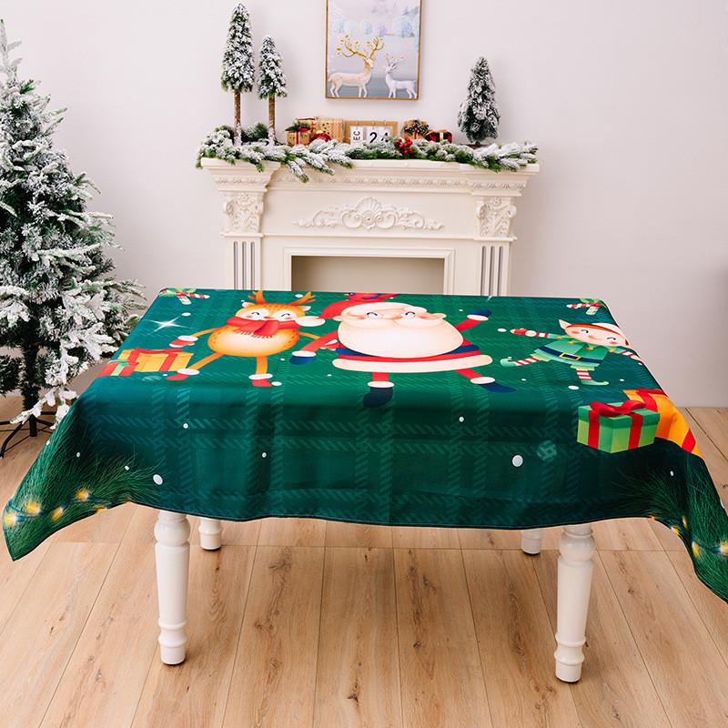 

Christmas Cartoon Print Tablecloth With Polyester Fabric For Holiday Home Decor Style E