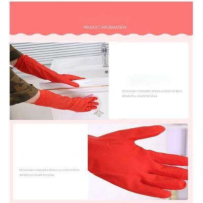 45cm Plus Sametové Latexové Domácí Rukavice, Integrovaný Prodloužený Design, Zimní Teplé Rukavice na Praní a Mytí Nádobí