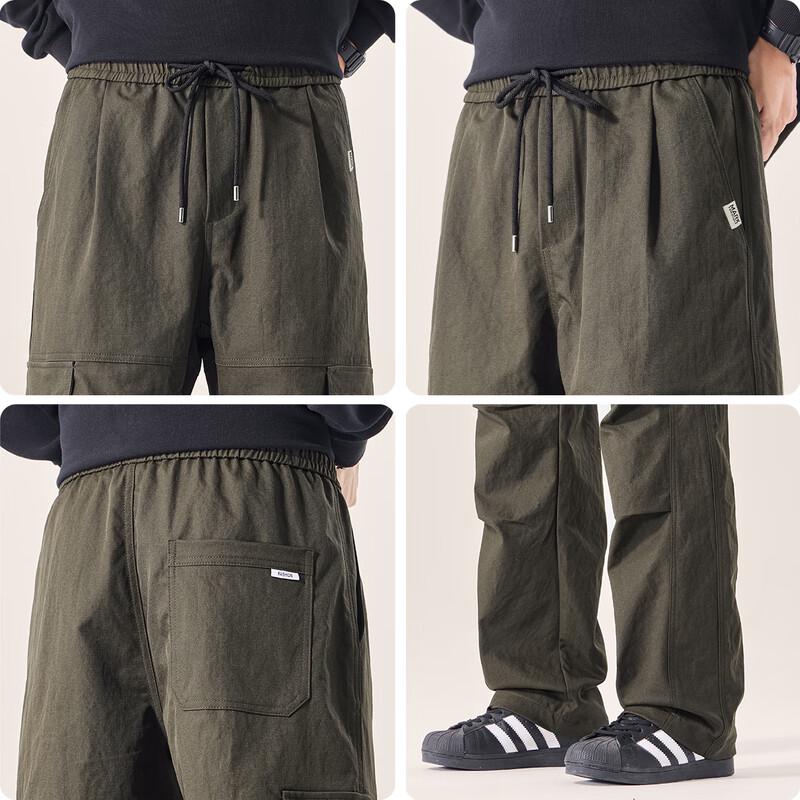 Mark Fairwhale Men's Multi-Pocket Workwear Straight-Leg Casual Pants