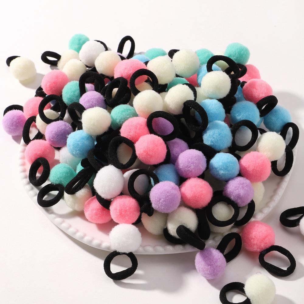 10/20pcs Sweet Colorful Elastic Hair Bands Plush Ball Rubber Band for Baby Girls Scrunchie Hair Ties Clip Kids Hair Accessories