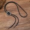 3 st Västerländsk Cowboy Vintage Blommig Sten Hänge Bolo-slips Flätad Läderrep Sladd Halsband Smycken Halsband