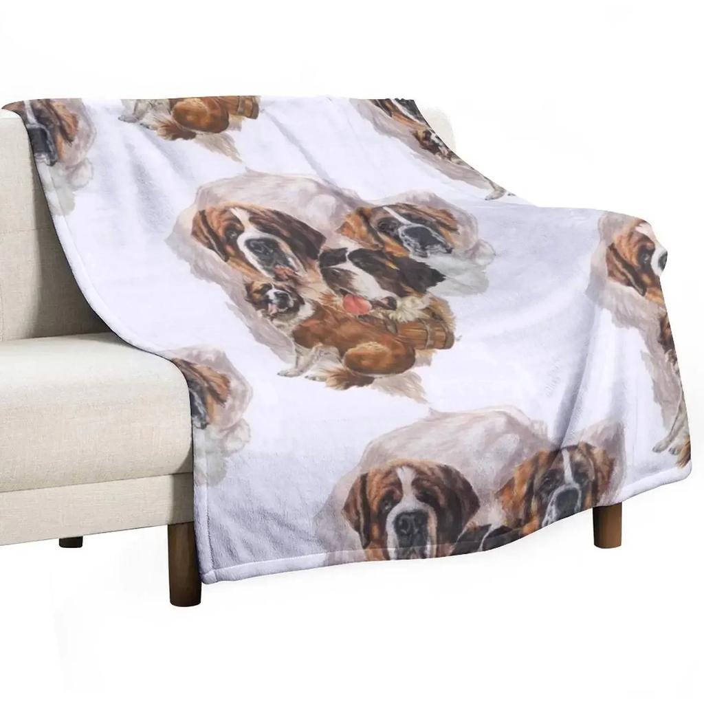 Saint Bernard Grouping Throw Blanket Summer Cool Breathable Blanket for Sleeping