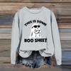 Women's Fashion Casual Long Sleeve Halloween Printed  Neck Sweatshirt