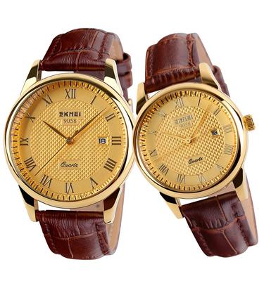 Paaruhr Paaruhr Beliebtes Paaruhren-Set Armbanduhr Klassisch Braun Ledergürtel Marke Wasserdicht Luxus Hochzeitstag Geschenk Tag Paar