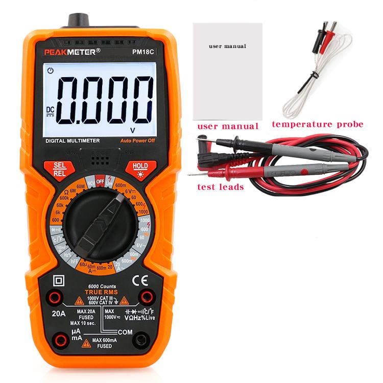 PEAKMETER PM18C Electrician Multimeter, High Precision Digital Intelligent Anti-Burn Household Multimeter