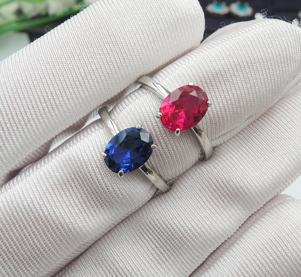 Jewelry Ring Color Treasure Simulation Pigeon Blood Ruby Sapphire Retro Temperament Ring