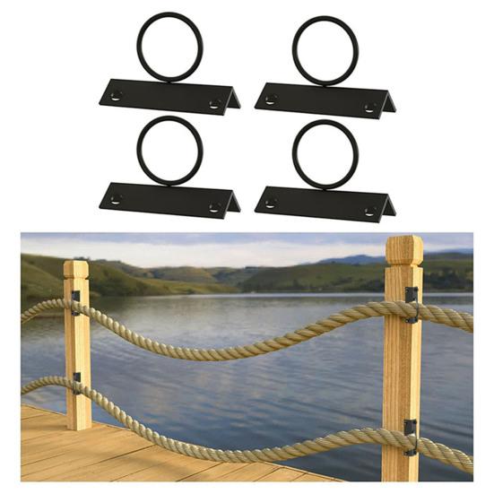 4Pcs Corner Post Rope Holder Heavy Duty 304 Stainless Steel Rope Fence Bracket Holder Stair Railings Wall Ceiling Hook Decorative Ring Rope Support