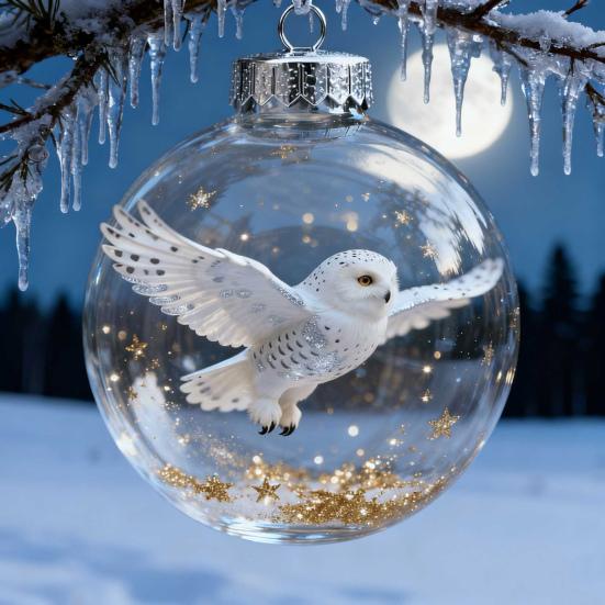 Nature Bird Faux Crystal Glass Ornament Handmade 3D Bird Clear Plastic Christmas Ball Ornament Holiday Decor