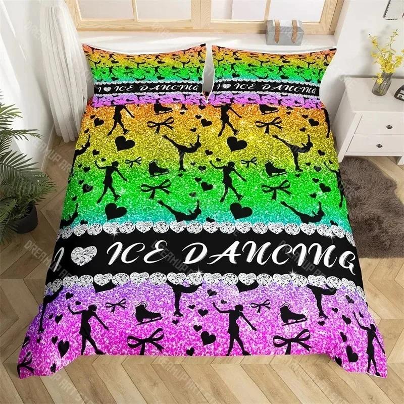 Set Copripiumino Sport Ginnastica Arcobaleno Acquerello Tie Dye Set Biancheria da Letto Queen Microfibra Coperta Trapuntata Cheerleading Per Amante dello Yoga