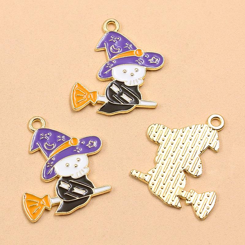 DIY Halloween Alloy Jewelry Charms: KC Gold Drip Oil Bat, Pumpkin, Ghost Pendants